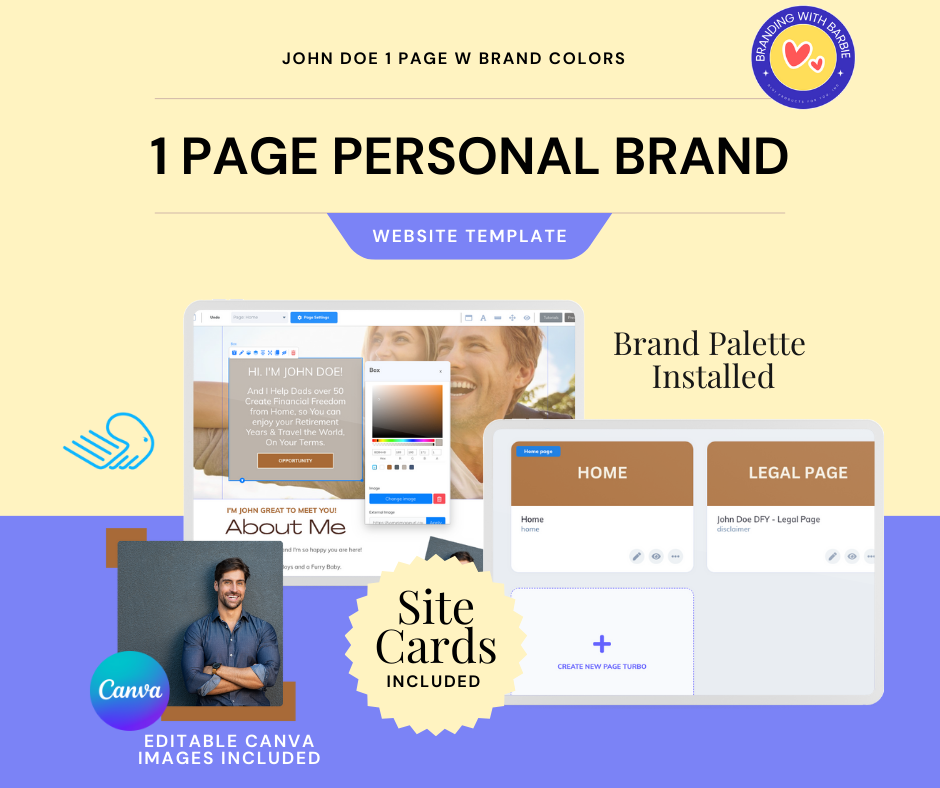 [BUILDERALL WEBSITE TEMPLATE] 1 Page Personal Brand w/Color Brand Website - John Doe