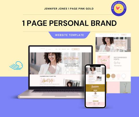 [BUILDERALL WEBSITE TEMPLATE] 1 Page Personal Brand w/Color Palette - Pink Gold Jennifer Jones