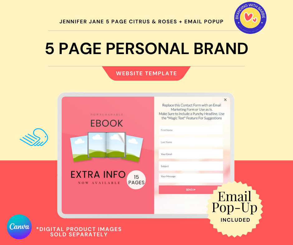 [BUILDERALL WEBSITE TEMPLATE] 5 Page Personal Brand - Email Pop-Up - Pink and Orange