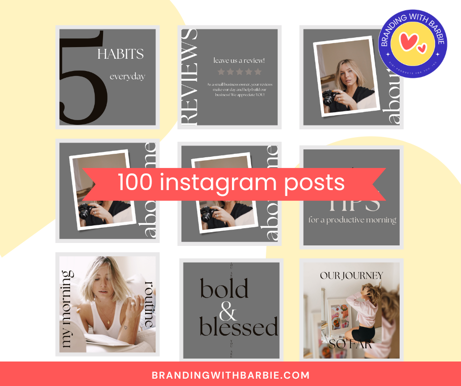 100 instagram Posts  Editable in Canva